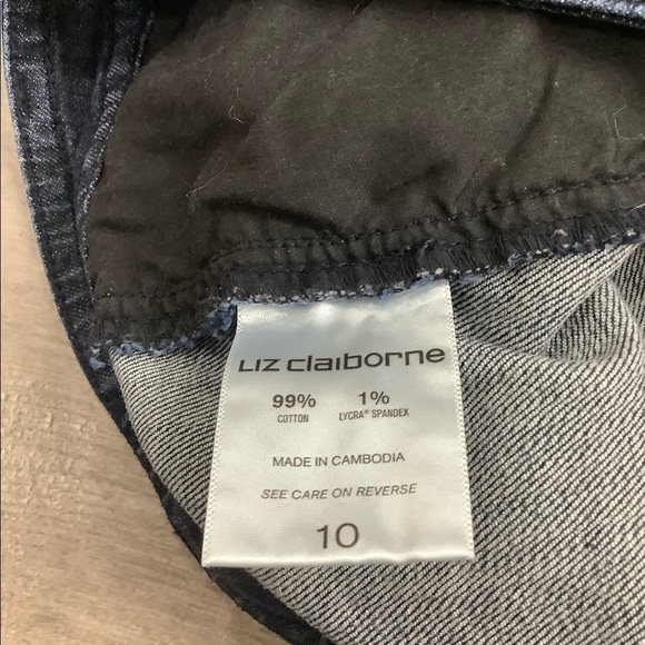 Women's Liz Claiborne 10 M Medium Shorts Jeans Jean Navy Blue Stretch High Rise - Picture 9 of 9